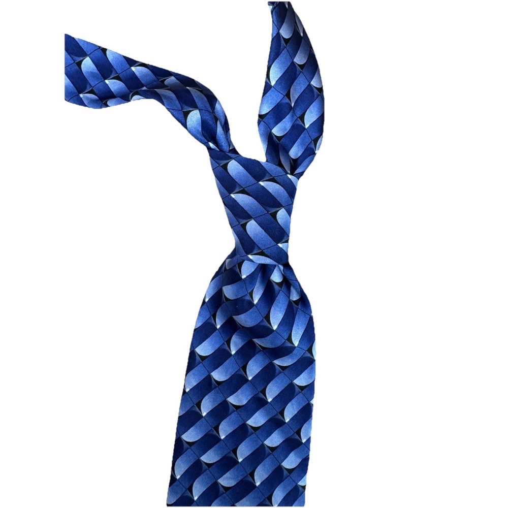 Covington Silk Necktie Blue Geometric Pattern Business Career Fashion